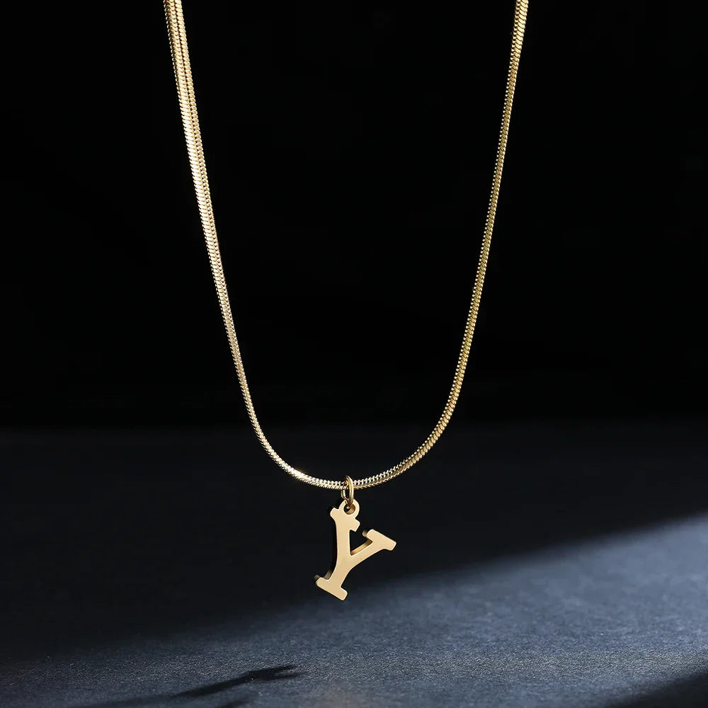 Women's choker necklace with initial pendant y