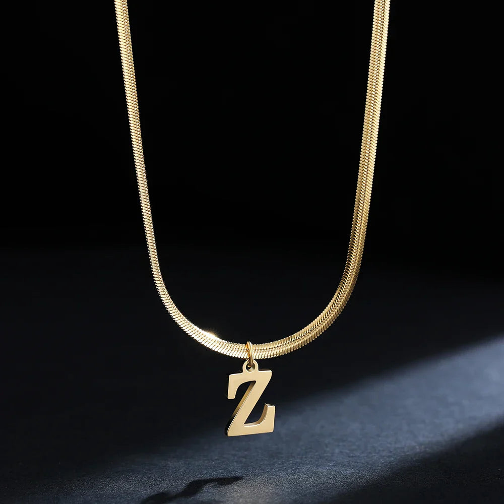 Women's choker necklace with initial pendant z