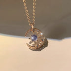 Women's Necklace with Star and Moon Pendant gold