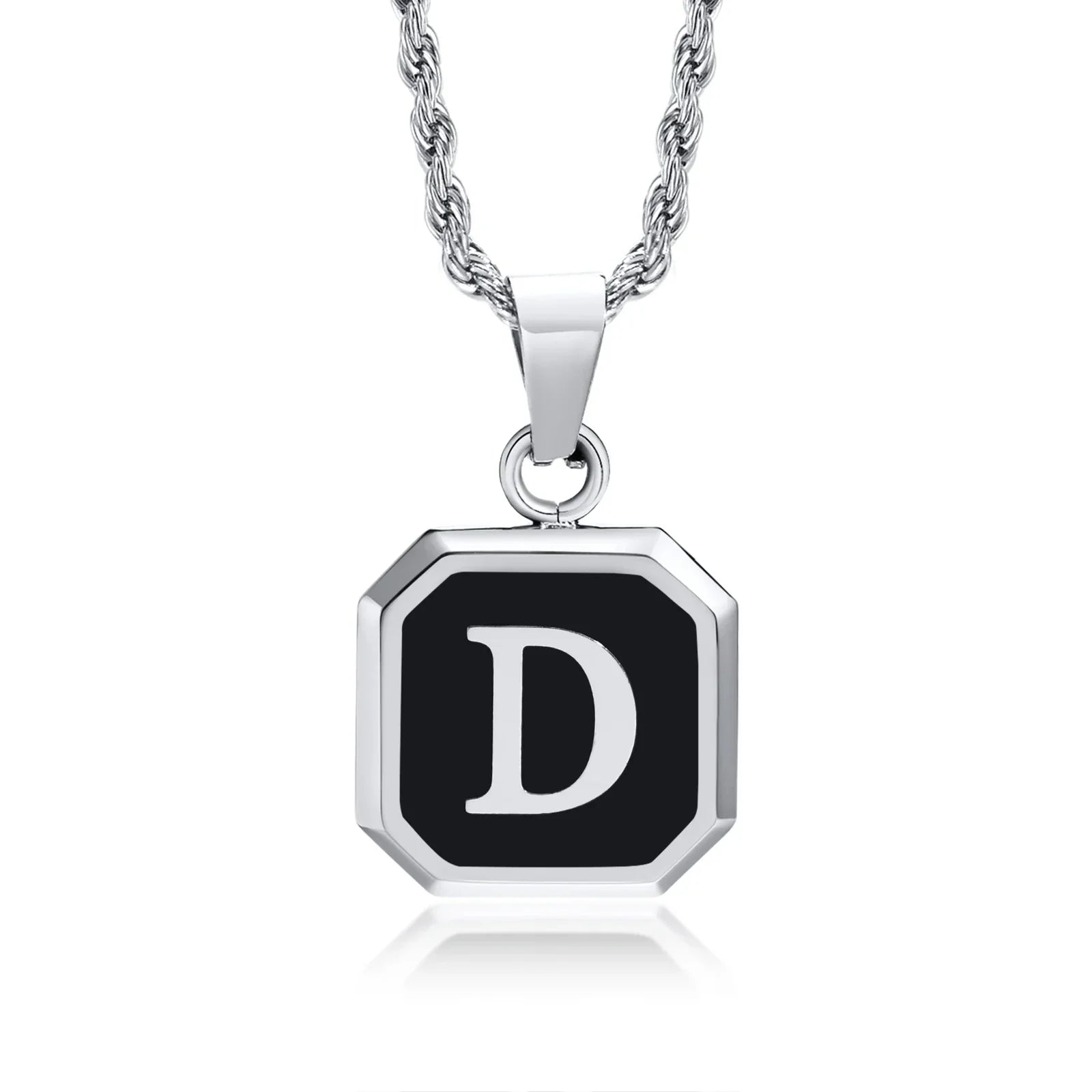 Men's necklace with hexagonal initial pendant d