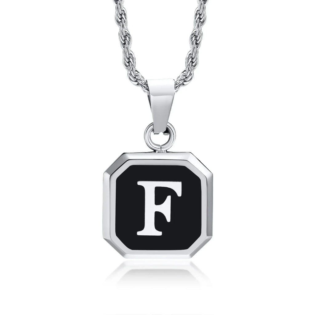 Men's necklace with hexagonal initial pendant f
