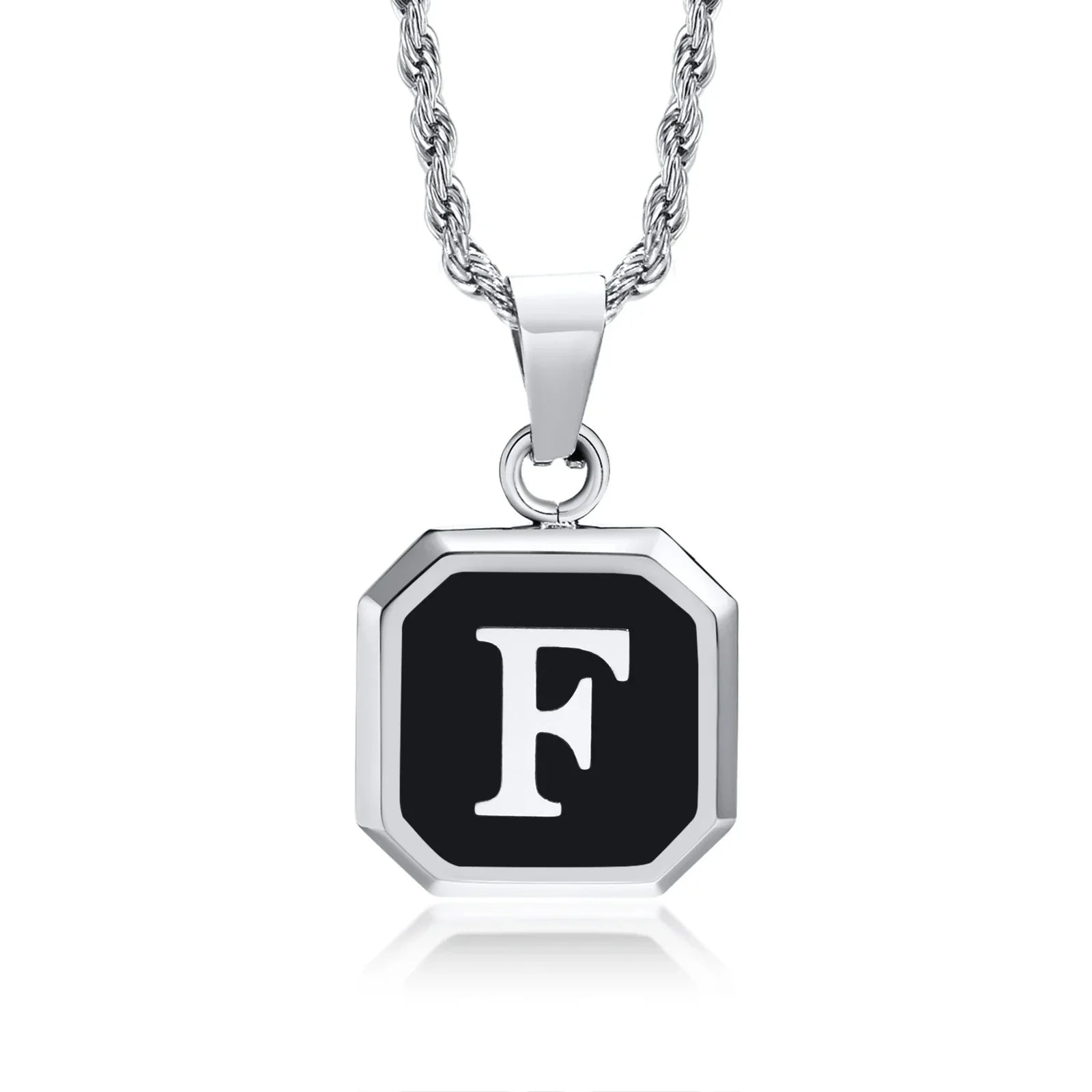 Men's necklace with hexagonal initial pendant f