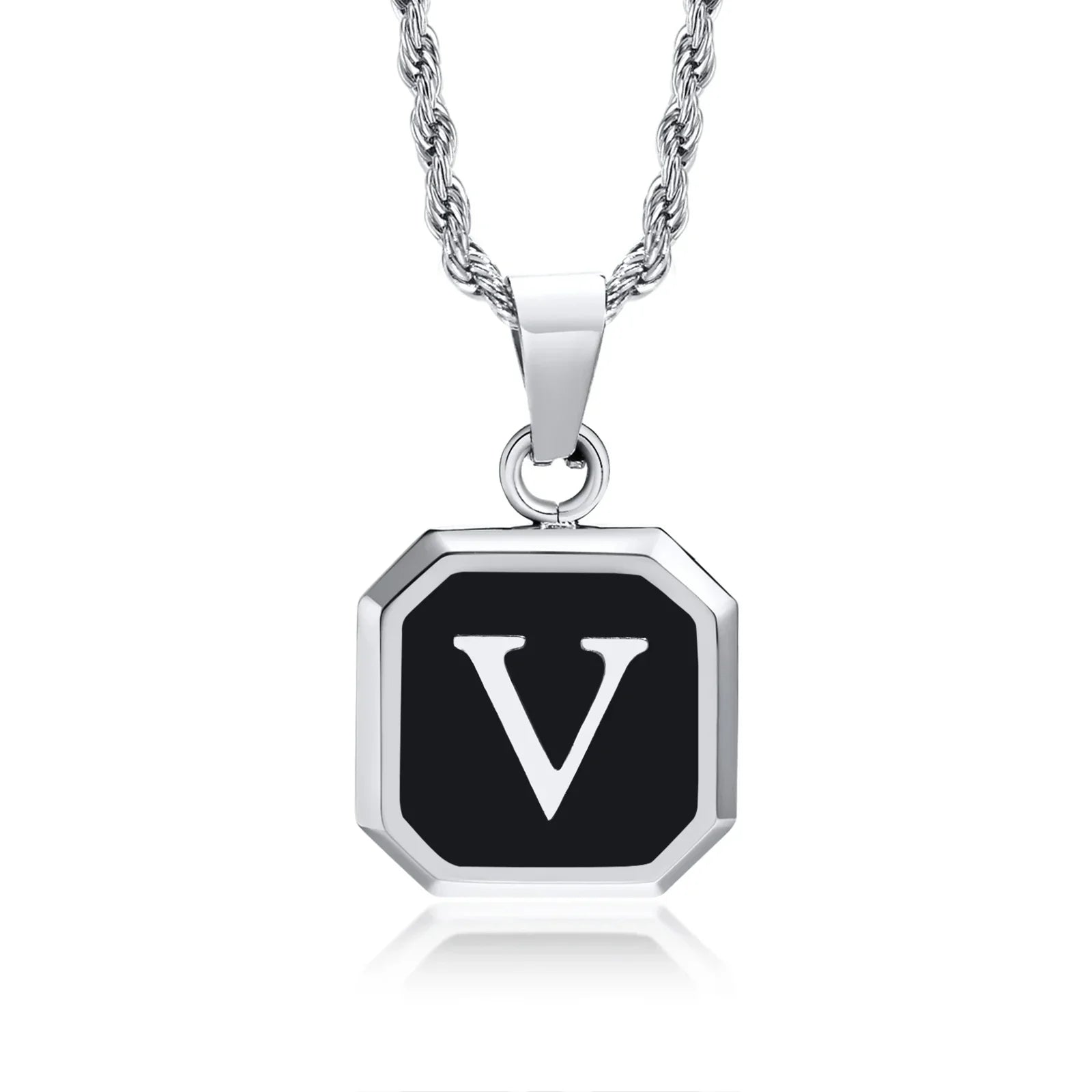 Men's necklace with hexagonal initial pendant v