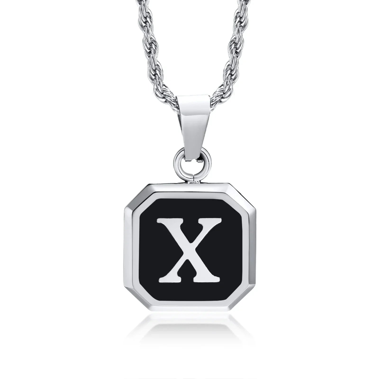 Men's necklace with hexagonal initial pendant x