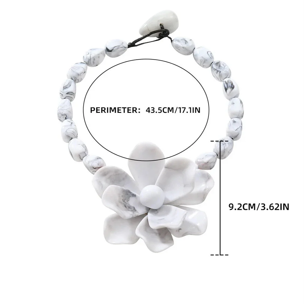 Choker Necklace with Large Flower Pendant 