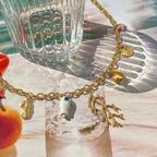 Choker Necklace with Coral and Shell Pendants for Women