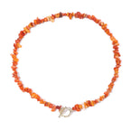 Choker Necklace with Pendant in Natural Orange Coral Stones