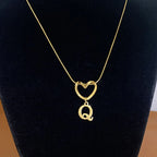 Choker necklace with initial and heart pendant - letter