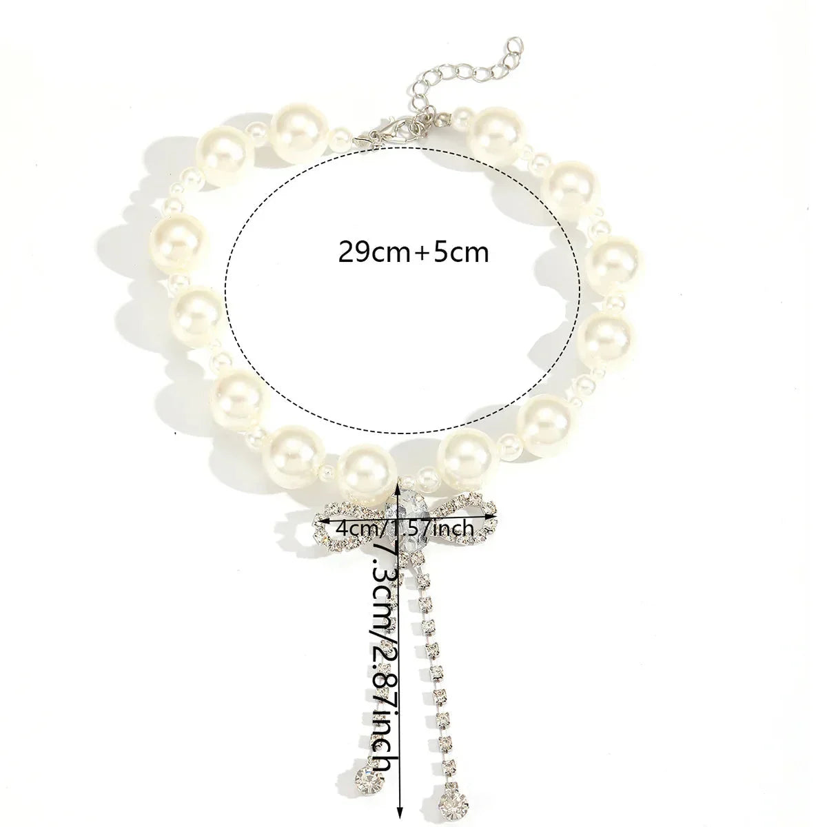 Choker necklace with rhinestone bow tie pendant