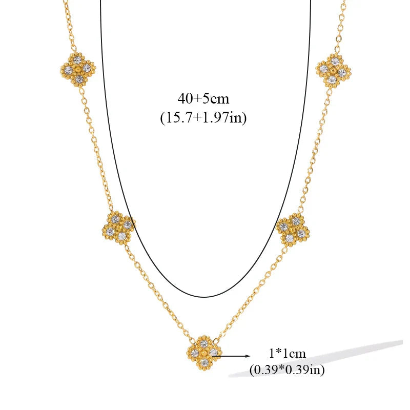 Choker Necklace with Four-Leaf Clover Pendants