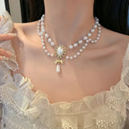 Baroque Style Pearl Pendant Choker Necklace