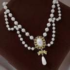 Baroque Style Pearl Pendant Choker Necklace