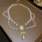 Baroque Style Pearl Pendant Choker Necklace