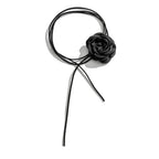 Elegant Choker Necklace Large Rose Flower Pendant black 1