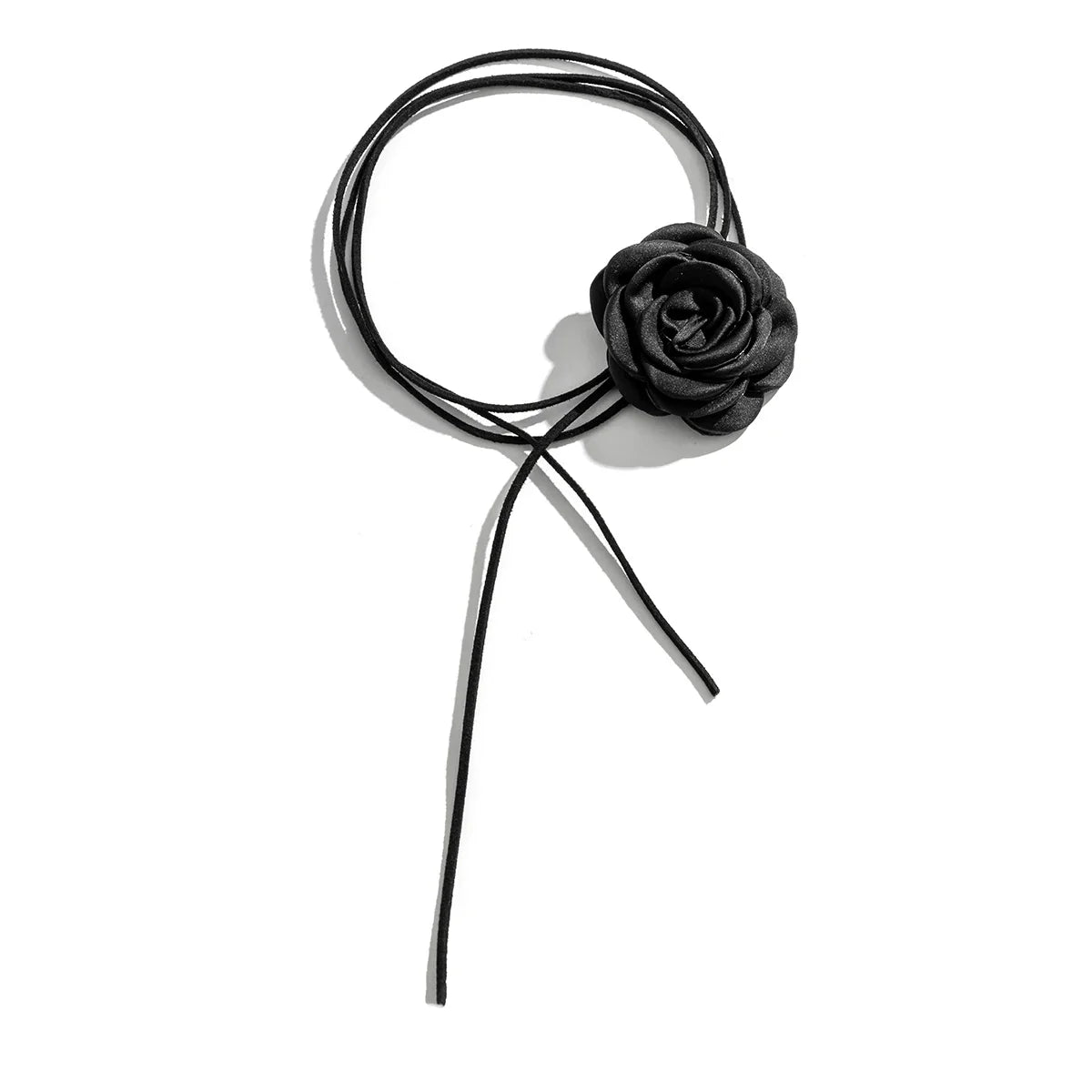 Elegant Choker Necklace Large Rose Flower Pendant black 1