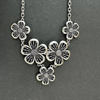 Necklace Choker Pendant with Large 5-Petal Flowers