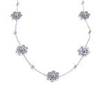 Choker Necklace with Flower Pendant in Silver