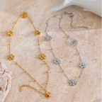 Choker Necklace with Flower Pendant in Silver