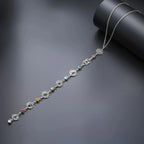 Choker Necklace Pendant with Zircon Stones 7 Chakras silver