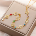 Choker Necklace Pendant with Zircon Stones 7 Chakras gold