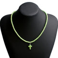 Natural Stone Cross Pendant Choker Necklace for Women green