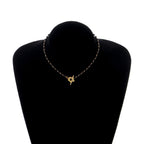 Flower Pendant Choker Necklace black and gold