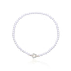 Flower Pendant Choker Necklace white and silver