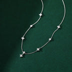 Silver Zircon Flower Pendant Choker Necklace