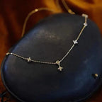 Silver Zircon Flower Pendant Choker Necklace