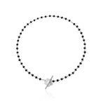 Flower Pendant Choker Necklace black and silver