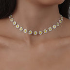 Daisy Flower Pendant Choker Necklace