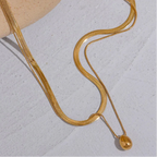 Choker Necklace Large Water Drop Pendant Gold