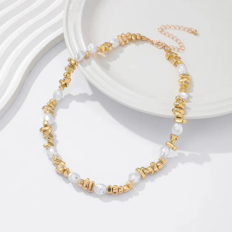 Pearl Pendant Choker Necklace for Women gold