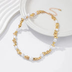 Pearl Pendant Choker Necklace for Women gold