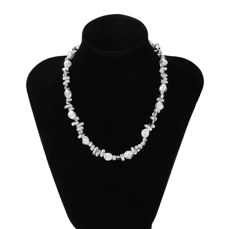 Pearl Pendant Choker Necklace for Women silver