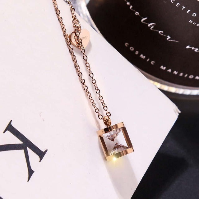 Hourglass Heart Pendant Necklace