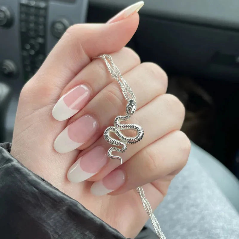 Snake Pendant Necklace silver