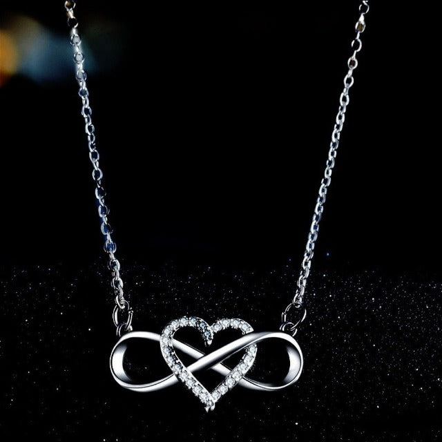 Infinity Symbol Necklace Women's Heart Pendant silver