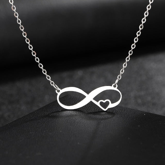 Infinity Symbol Necklace Women's Pendant Small Heart silver