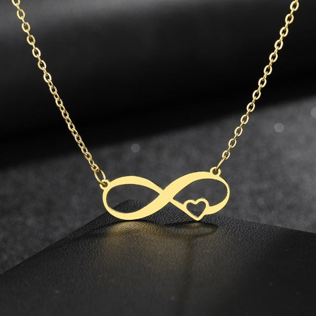 Infinity Symbol Necklace Women's Pendant Small Heart gold