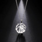 Silver Eagle Head Pendant Necklace