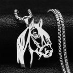 Horse Head Pendant Necklace Women Girl single horse silver