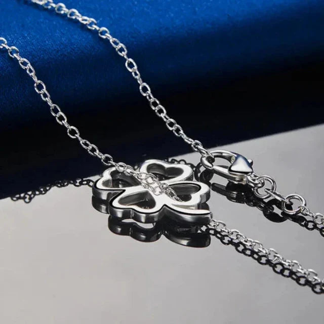 Four-Leaf Clover Pendant Necklace for Women Silver