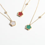 Mother-of-Pearl Clover Necklace Gold Chain Pendant for Women