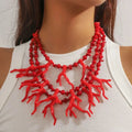 Triple-Strand Choker Necklace Red Coral