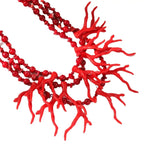 Triple-Strand Choker Necklace Red Coral