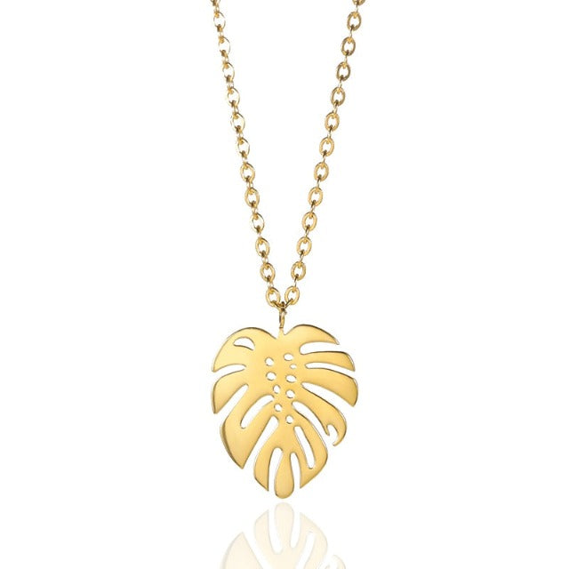 Tropical Necklace Palm Leaf Gold