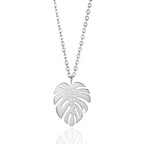 Tropical Necklace Palm Leaf Silver