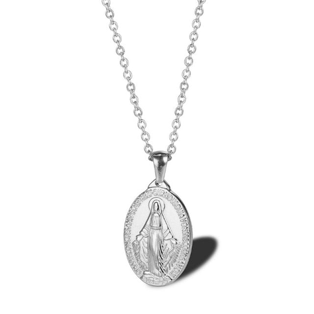 Virgin Mary necklace silver