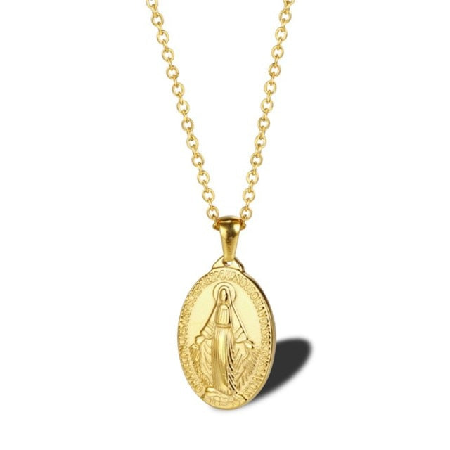 Virgin Mary necklace gold